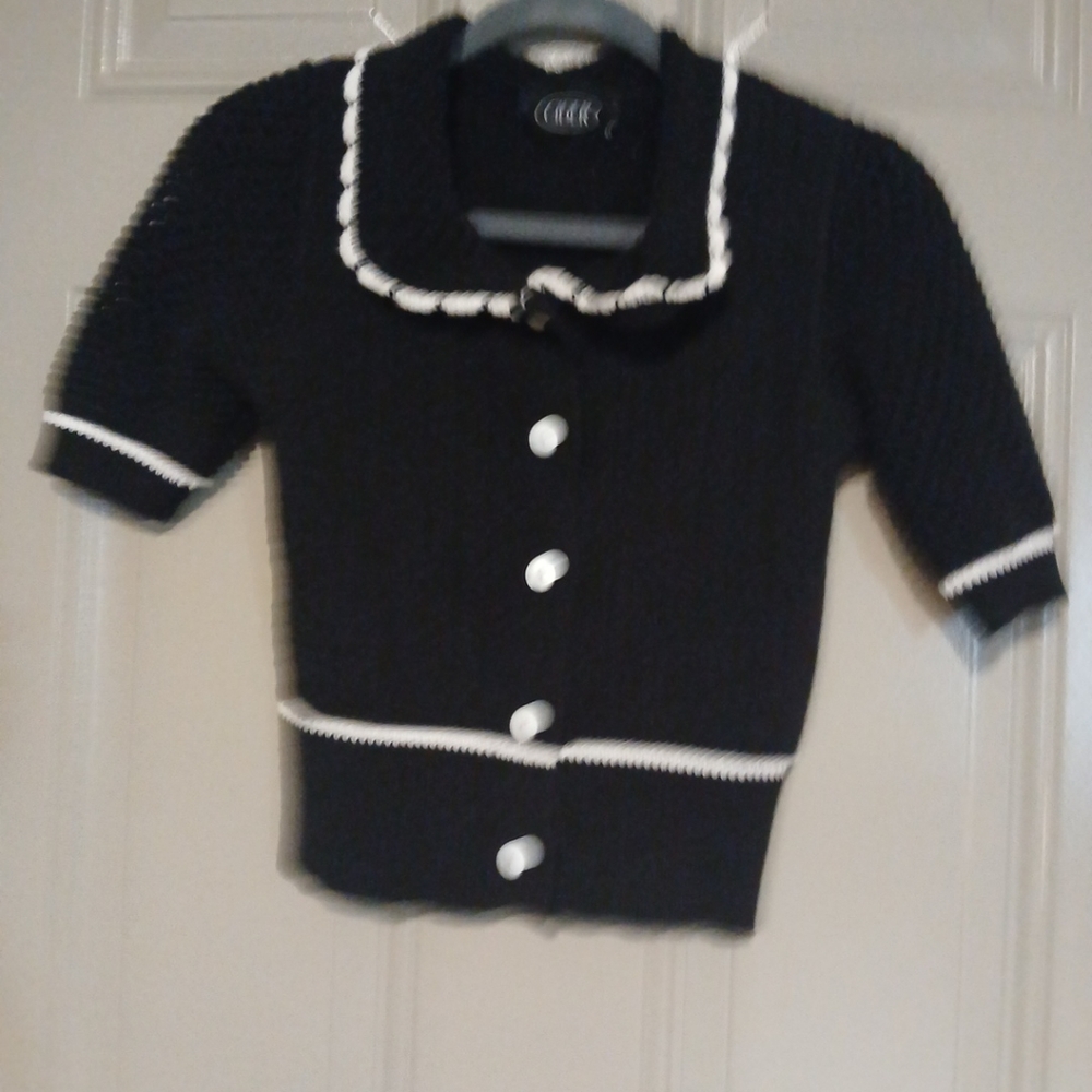 Cider Lapel Knit Short Sleeves Size M